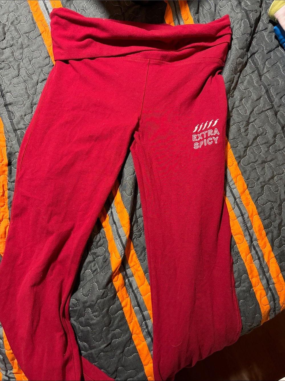 'Extra Spicy' Red Fold-Over Waist Leggings